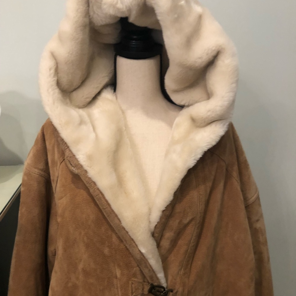 Gallery coat hooded Brown # 36232. Leather